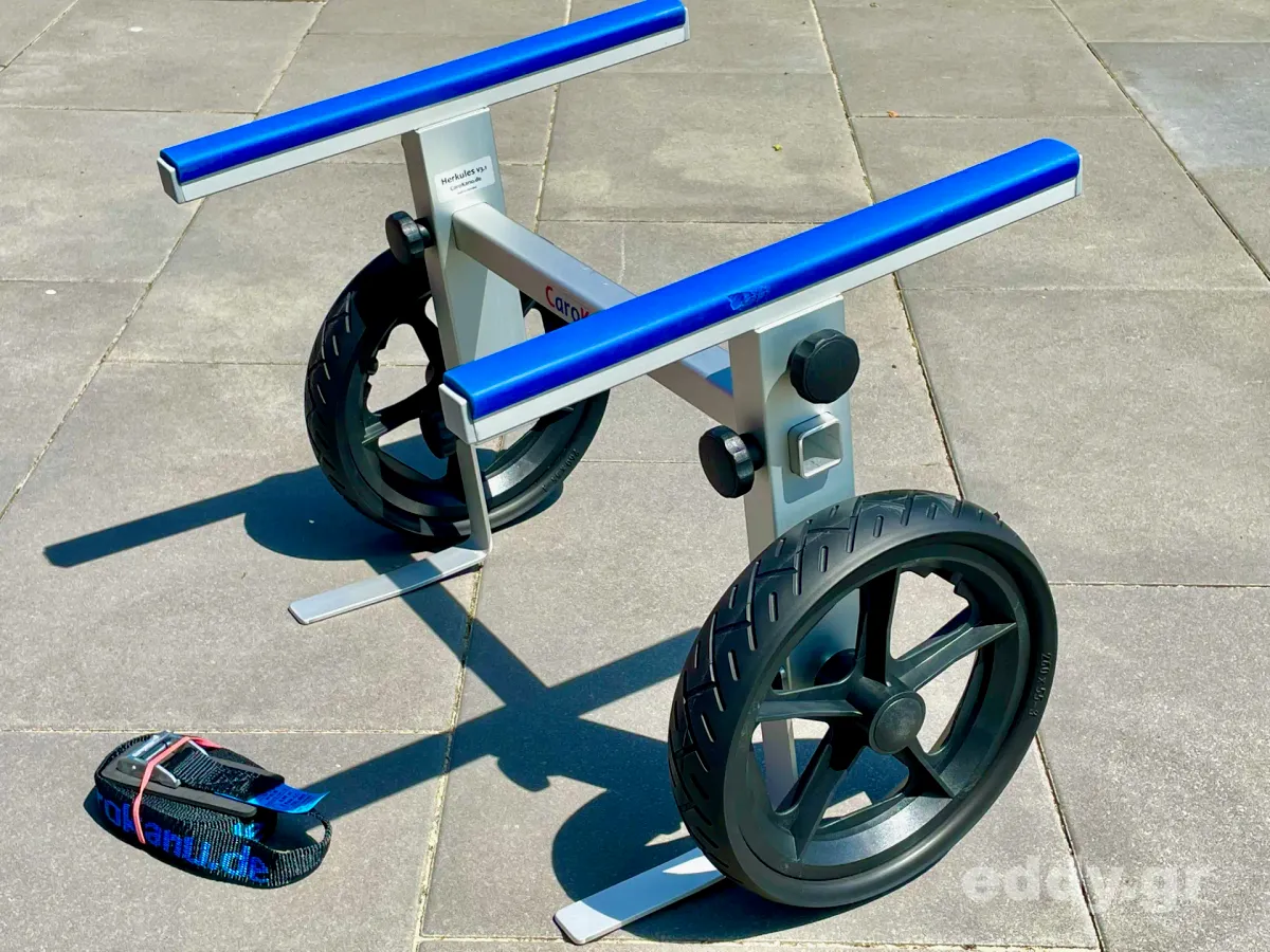 Ein leicht demontierbarer Bootswagen fürs Tandemkajak: Herkules Allround Slim